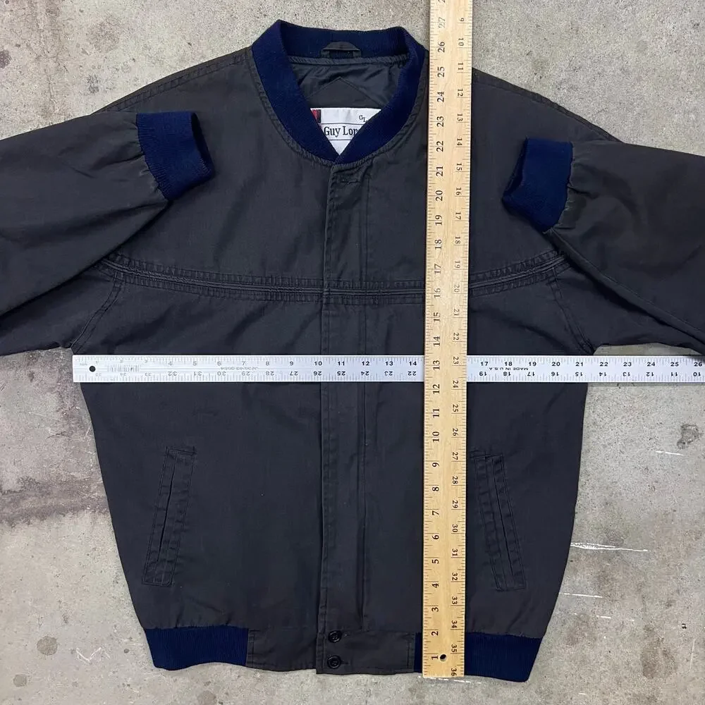 Vintage Guy Loren Black Dark Grey and Navy Bomber Jacket Harrington Southwestern - Picture 8 of 8